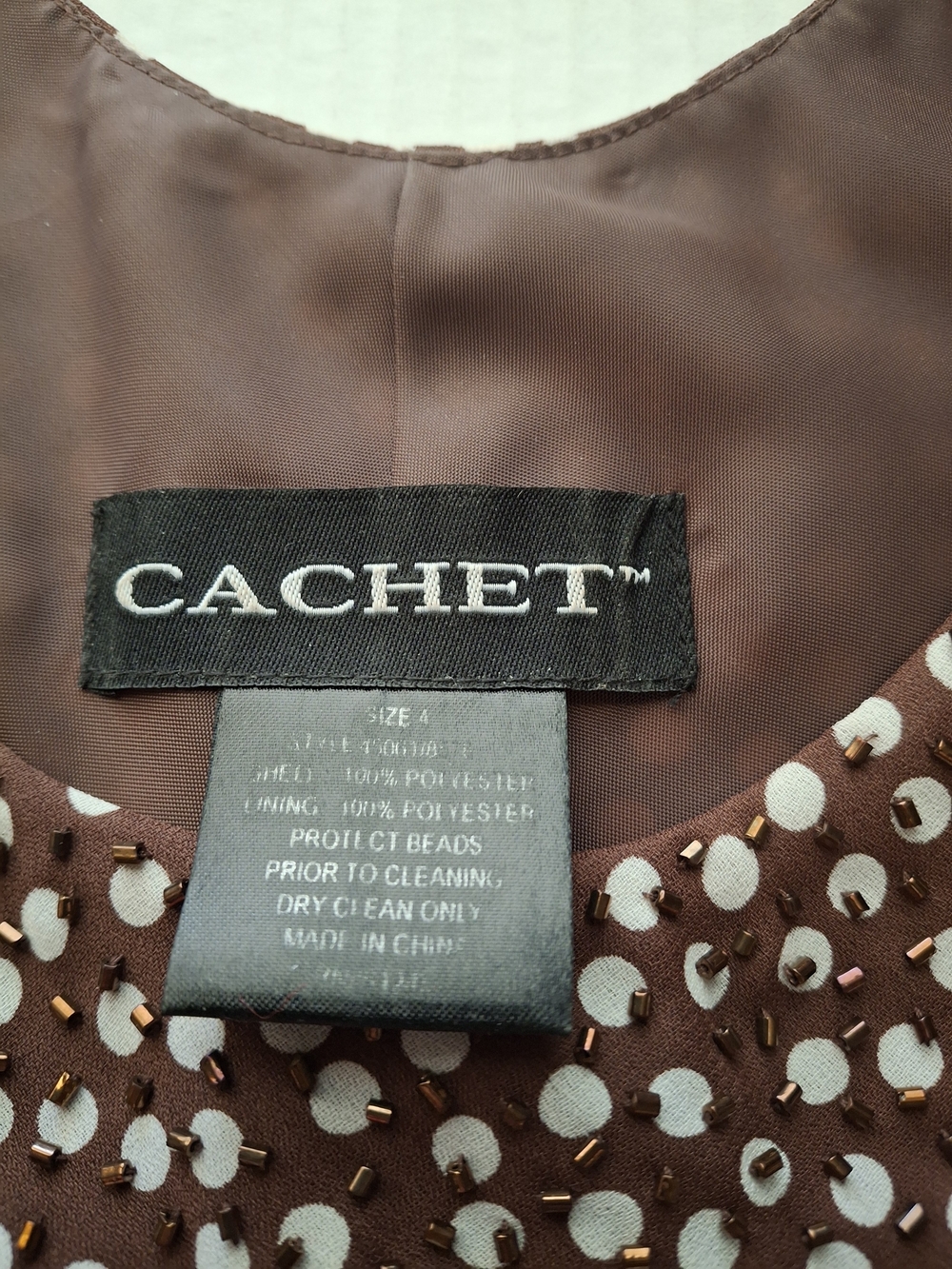Cachet Women's Brown Beaded Dress